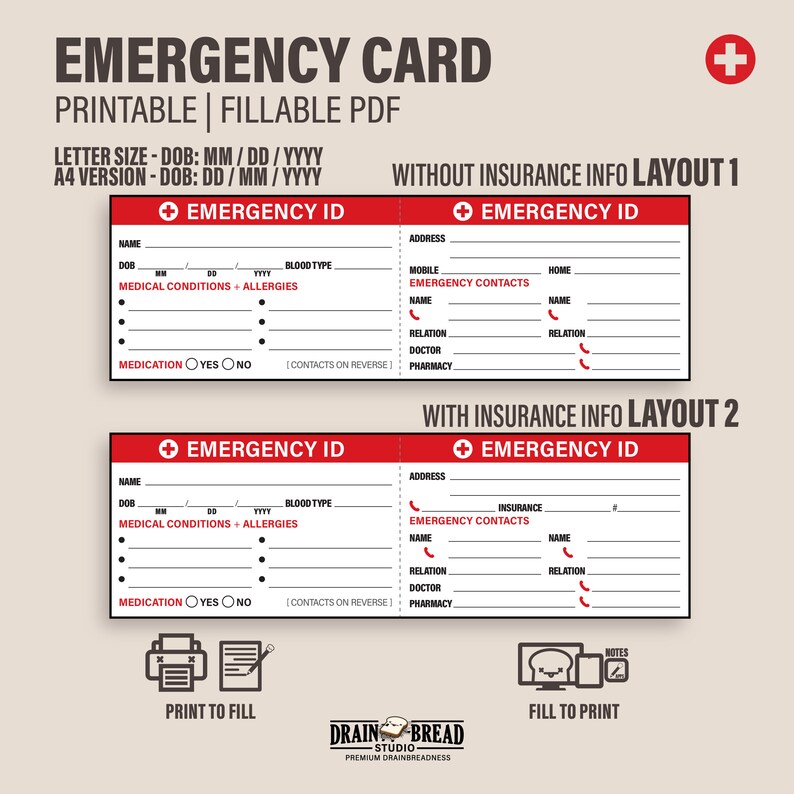 Emergency ID Card With Medical - Il 794xN.5156762897 Rvwa 