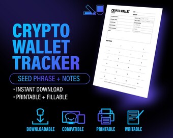 Krypto Brieftasche Seed Phrase Tracker | Druckbares Genesungslogbuch (Letter & A4 PDF)
