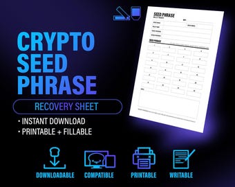 Krypto Seed Phrasen-Tracker | „Recovery Wallet Back-Up Log“ (druckbare PDF-Datei)