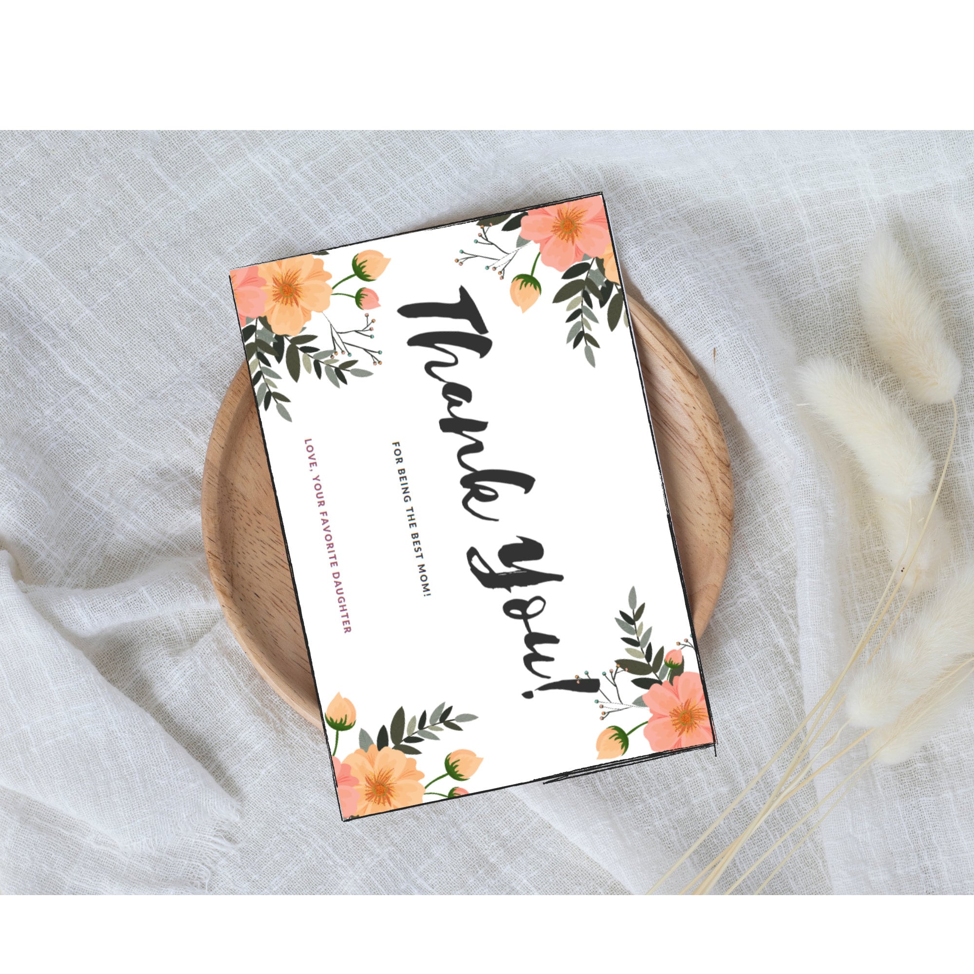 Thank You Card Template Printable Editable Etsy