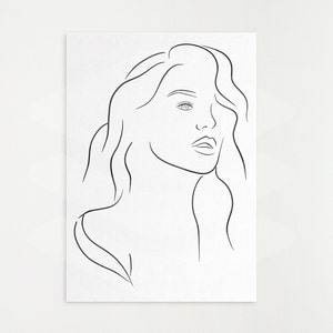 Female Minimalist Art, Line Art, Woman Face Sketch, Minimalist Wall Decor, Female Print Poster, Modern Download, Digital Download, Decor