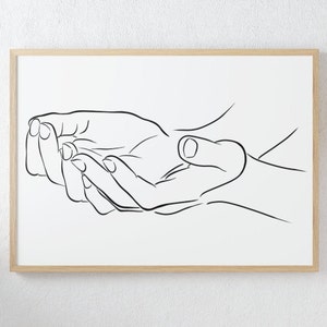 Hands Praying Line Art, Receiving Hands Art, Hands Line Drawing, Minimalist Wall Art, Home Decor, Printable, Digital, Digital Download, Gift