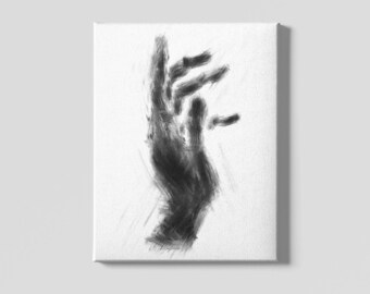 Houtskoolhandkunstprint, minimalistische tekening biddende handen (digitale download)