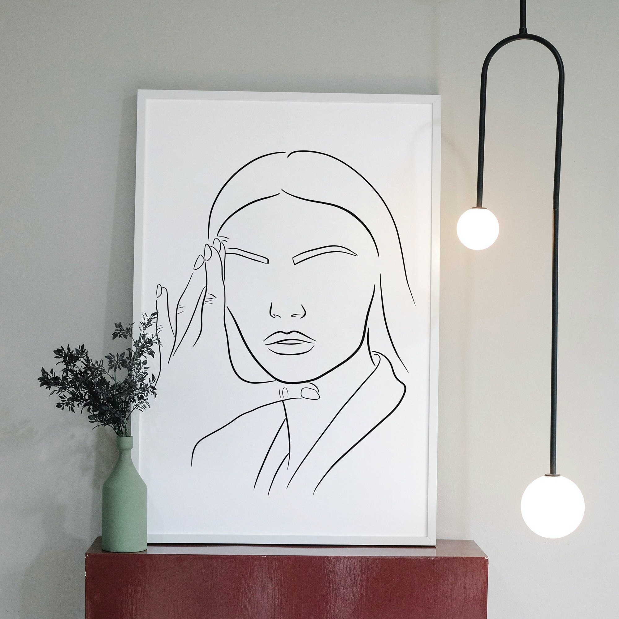 Female Minimalist Art, Woman Face Line Art, Minimalist Wall Decor ...