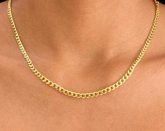 Thick Curb Chain Necklace, Gold Curb Link Chain, Dainty Curb Chain, Cuban Chain, Thick Chain Necklace, 925 Sterling Silver Chain Necklace