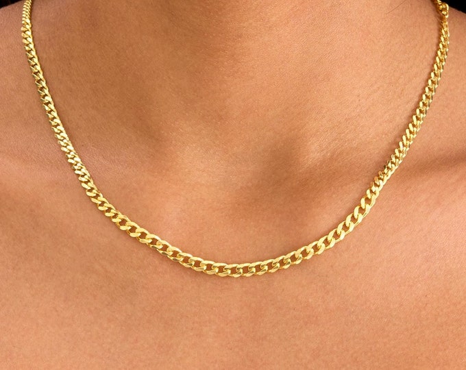 Thick Curb Chain Necklace, Gold Curb Link Chain, Dainty Curb Chain, Cuban Chain, Thick Chain Necklace, 925 Sterling Silver Chain Necklace