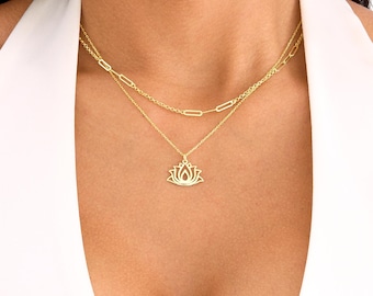 925 Silver Lotus Flower Necklace, Handmade Lotus Pendant, Lotus Charm Necklace for Mom, Anniversary Gifts for Wife, Christmas Gift for Her
