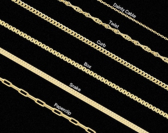 14K Gold Chain Necklace for Women - Twist Chain - Curb Chain - Box Chain - Snake Chain - Paperclip Chain - Everyday Necklace - Gift for Her