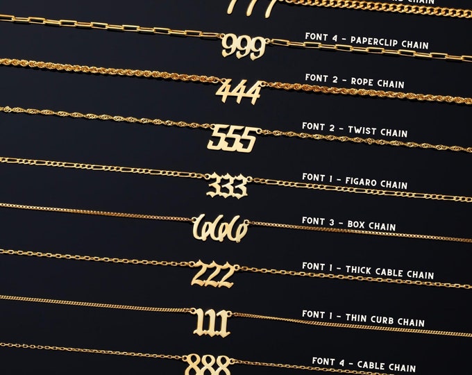 Angel Number Necklace • 111, 222, 333, 444, 555, 666, 777, 888, 999 Necklace • Birthday Gifts For Her, Mom • Personalized Gifts For Her, Mom