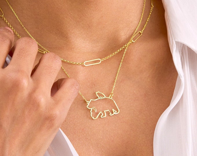 Gold Mama Bear Necklace, Dainty Bear Necklace, Silver Bear Pendant, New Mom Necklace, Mother Daughter Gift, Perfect Birthday Gift for Mom