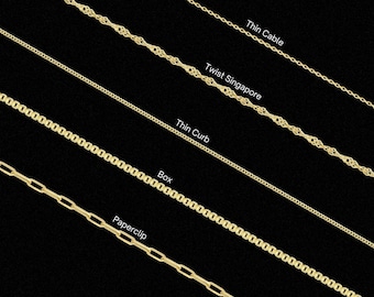 14K Gold Chain Necklace - Twist Chain - Box Chain - Curb Chain - Paperclip Chain - Simple Gold Necklace Chain - Thin Chain Necklace Gold