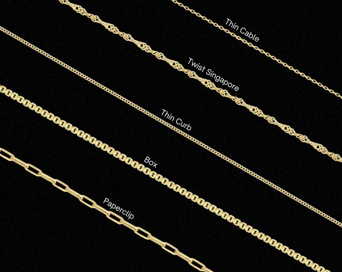 14K Gold Chain Necklace - Twist Chain - Box Chain - Curb Chain - Paperclip Chain - Simple Gold Necklace Chain - Thin Chain Necklace Gold