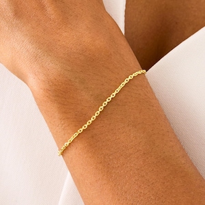 Minimalist Cable Chain Bracelet Gold | Dainty 14K Gold Vermeil Sterling Silver Bracelet | Delicate Everyday Jewelry for Women Gift