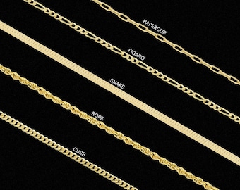 14K Gold Chain Necklace - Thick Chain Necklace - Paperclip Chain - Rope Chain - Snake Chain - Curb Chain - Figaro Chain - Chunky Gold Chain
