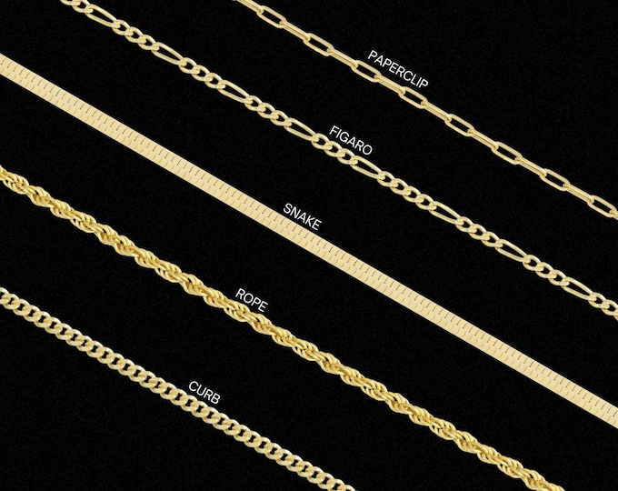 14K Gold Chain Necklace - Thick Chain Necklace - Paperclip Chain - Rope Chain - Snake Chain - Curb Chain - Figaro Chain - Chunky Gold Chain