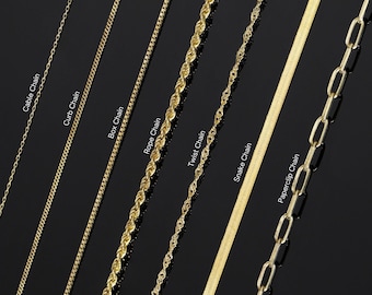 14k Gold Bracelet Chains for Women - Paperclip, Box, Snake Chain, Rope, Curb, Twist Chain Bracelets - Dainty Everyday Jewelry - Gift for Her
