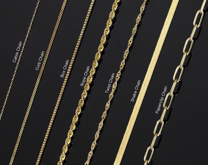 14k Gold Bracelet Chains for Women - Paperclip, Box, Snake Chain, Rope, Curb, Twist Chain Bracelets - Dainty Everyday Jewelry - Gift for Her
