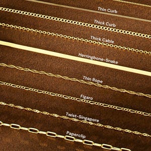 14K Gold Chain Necklace Gift For Women, 12 to 22 inches Layered Chain Necklace, Herringbone Chain, Paperclip Chain, Box Chain, Curb Chain