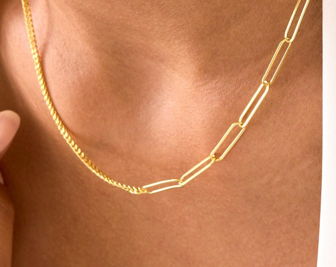 925 Silver Paperclip Chain Necklace, Curb Chain Necklace, Gold Paper Clip Chain, Silver Curb Necklace, Simple Gold Chain, Dainty Gold Chains