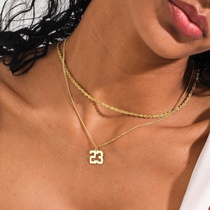 14K Gold Number Necklace, Custom Number Necklace - Basketball Number Necklace, Sport Number Pendant, Personalized Gift for Her, Gift for Him