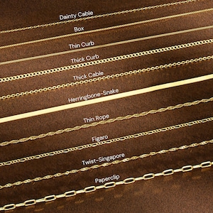 14K Gold Chain Necklace Gift For Women, 12 to 22 inches Layered Chain Necklace, Herringbone Chain, Paperclip Chain, Box Chain, Curb Chain