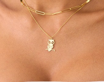 Gold Owl Necklace for Women | Silver Owl Pendant, Owl Charm, Owl Jewelry | Owl Lovers Gift, Bird Lover Gift, Gift for Her, Christmas Gift