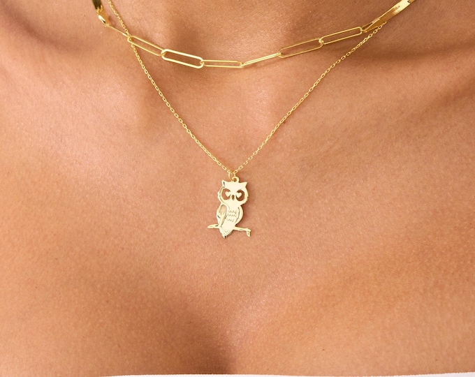 Gold Owl Necklace for Women | Silver Owl Pendant, Owl Charm, Owl Jewelry | Owl Lovers Gift, Bird Lover Gift, Gift for Her, Christmas Gift
