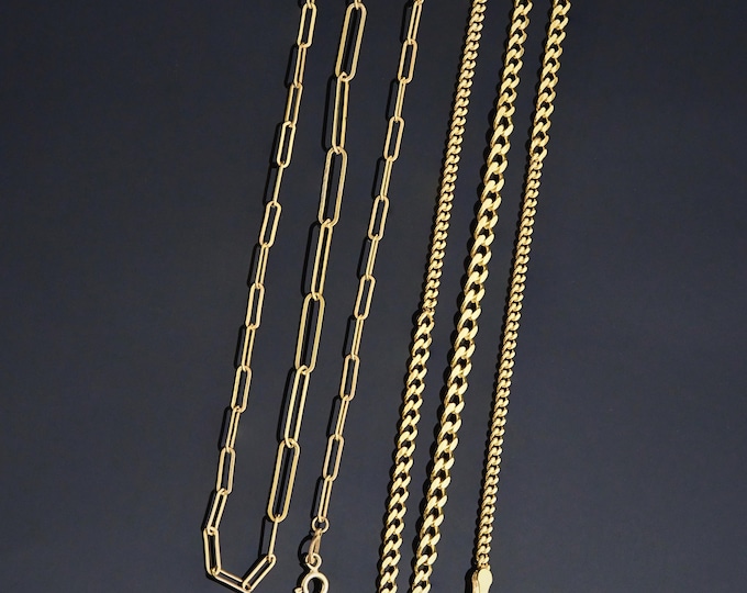 925 Silver Paperclip Chain, Curb Chain | Large Paperclip Link Chain, Thick Curb Link Chain | Chunky Paperclip Necklace, Cuban Curb Necklace