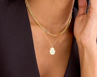 Gold Evil Eye Necklace, Evil Eye Pendant 925 Silver, Protective Eye Necklace, Lucky Evil Eye Charm, Handmade Jewelry for Women, Gift for Mom