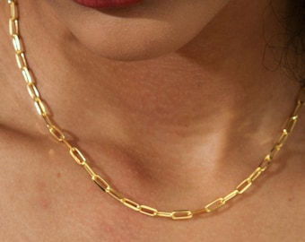 Paperclip Chain Necklace • 14K Gold Minimalist Chain Necklace • Everyday Gold Chain Jewelry • Dainty Gift for Women • Layering Chain for Her