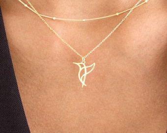 Hummingbird Pendant Necklace, 14K Gold Vermeil Hummingbird Charm, Dainty Bird Necklace Gift for Her, Minimalist Everyday Jewelry for Women