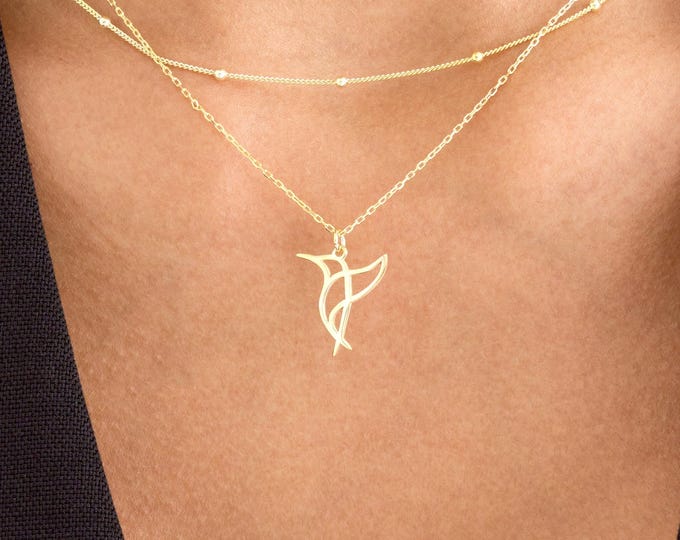 Hummingbird Pendant Necklace, 14K Gold Vermeil Hummingbird Charm, Dainty Bird Necklace Gift for Her, Minimalist Everyday Jewelry for Women