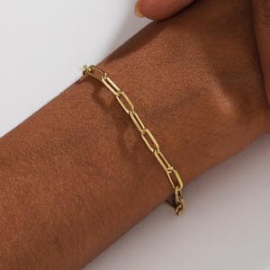 Bracelet chaîne trombone en or - Bracelet chaîne trombone en argent sterling 925 - Bracelet chaîne à maillons - Bracelet pour femme - Cadeau pour elle