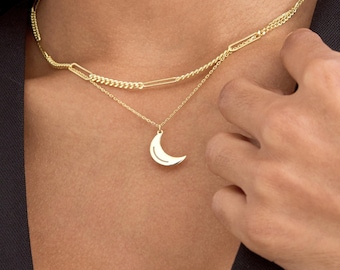 Crescent Moon Pendant Necklace - Gold Vermeil Moon Necklace - Dainty Celestial Jewelry - Gift for Her - Moon Lover Necklace - Astrology Gift