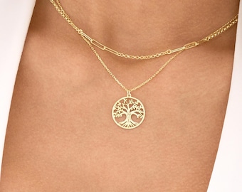 Tree of Life Pendant Necklace Gold - Dainty Tree of Life Necklace - Minimalist Nature Jewelry Gift for Mom - Meaningful Jewelry for Women