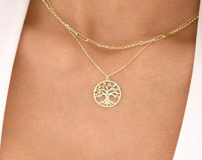 Tree of Life Pendant Necklace Gold - Dainty Tree of Life Necklace - Minimalist Nature Jewelry Gift for Mom - Meaningful Jewelry for Women