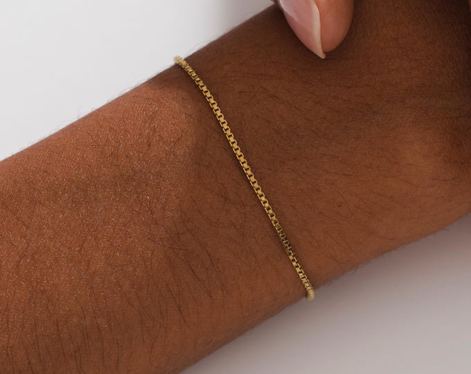 14k Gold Box Chain Bracelet - Dainty Gold Bracelet - Sterling Silver Box Chain Bracelet - Simple Gold Bracelet - Everyday Delicate Bracelet