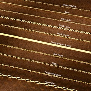 14K Gold Chain Necklace Gift For Women, 12 to 22 inches Layered Chain Necklace, Herringbone Chain, Paperclip Chain, Box Chain, Curb Chain