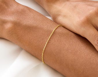 Dainty Gold Cable Chain Bracelet for Women, Delicate Cable Bracelet, Thin Gold Bracelet, Simple Gold Bracelet, Everyday Bracelet for Her