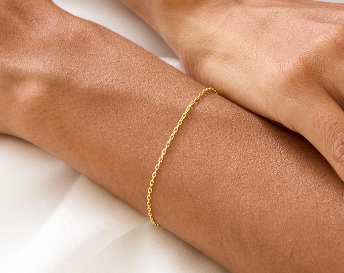 Dainty Gold Cable Chain Bracelet for Women, Delicate Cable Bracelet, Thin Gold Bracelet, Simple Gold Bracelet, Everyday Bracelet for Her