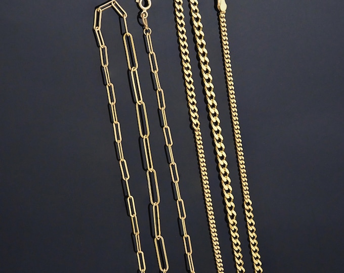 925 Silver Paperclip Curb Chain Necklace, Large Paperclip Chain, Thick Curb Chain, Chunky Paperclip Necklace Gold, Curb Link Chain Necklace