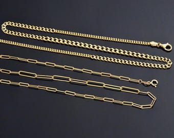 925 Silver Paperclip Chain, Curb Chain | Large Paperclip Link Chain, Thick Curb Link Chain | Chunky Paperclip Necklace, Cuban Curb Necklace