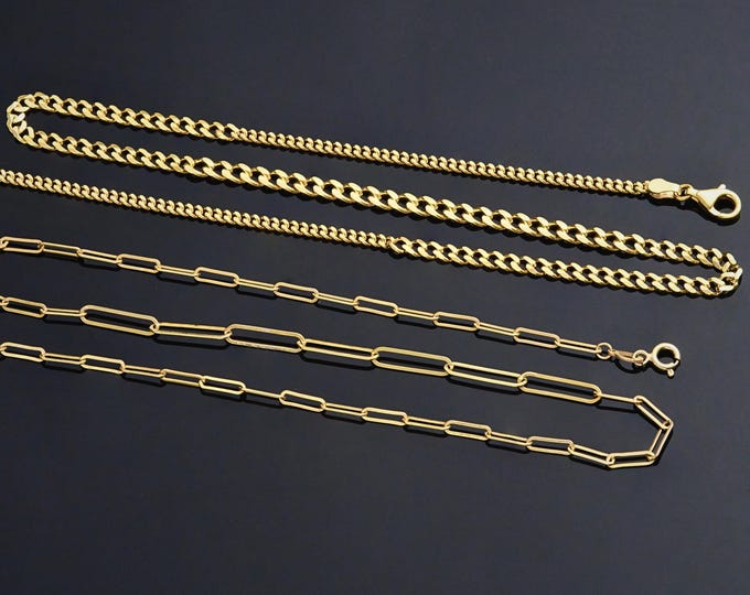 925 Silver Paperclip Chain, Curb Chain | Large Paperclip Link Chain, Thick Curb Link Chain | Chunky Paperclip Necklace, Cuban Curb Necklace