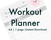 Workout Planner | Workout Template | Weekly template | Weekly Workout | A4 | Instant Download