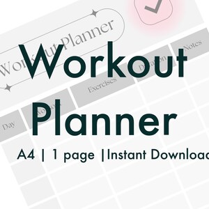 Workout Planner | Workout Template | Weekly template | Weekly Workout | A4 | Instant Download