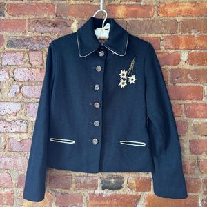 1940s Wool Jacket Edelweiss Embroidered Alpine Apolda New York