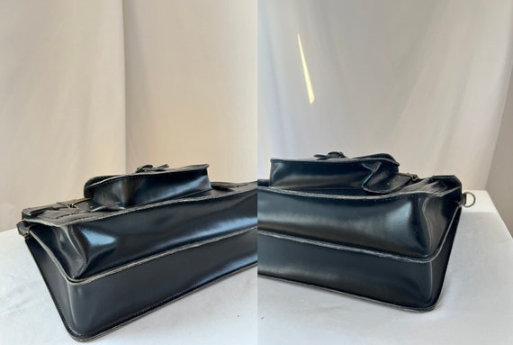 Rare 1980s gothic black leather messenger bag bel… - image 2