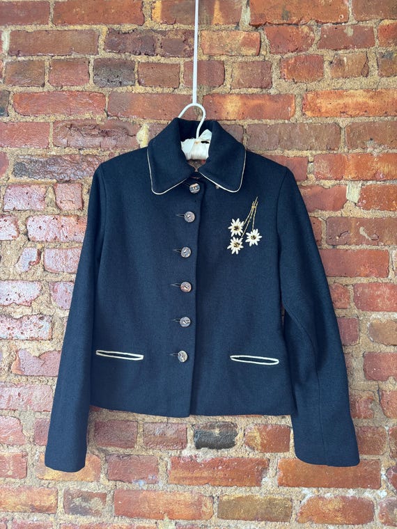 1940s Wool Jacket, Apolda New York Alpine Edelwei… - image 1