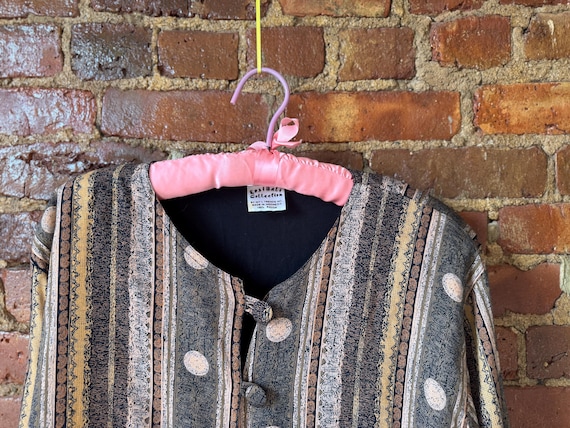 80s Boho Abstract Button Jacket – Earthy Print Vi… - image 3