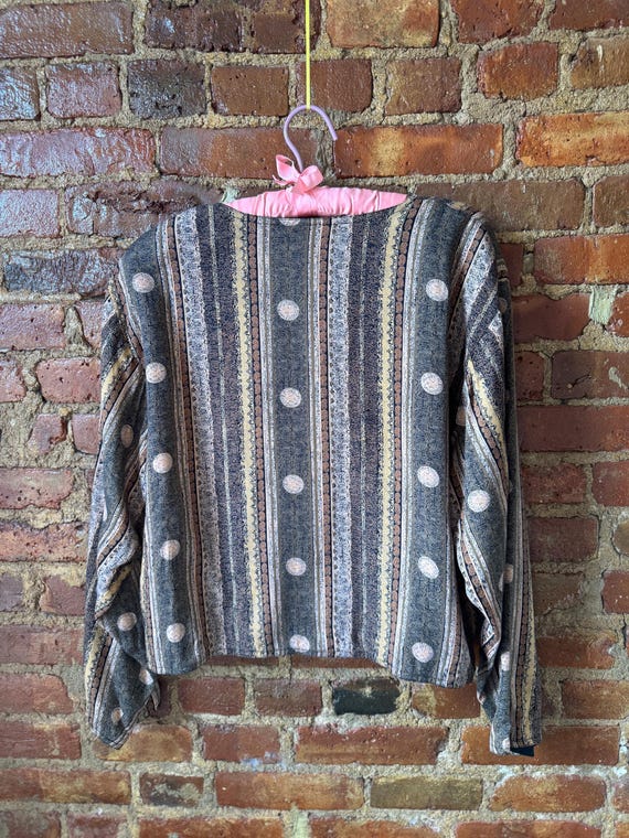 80s Boho Abstract Button Jacket – Earthy Print Vi… - image 13